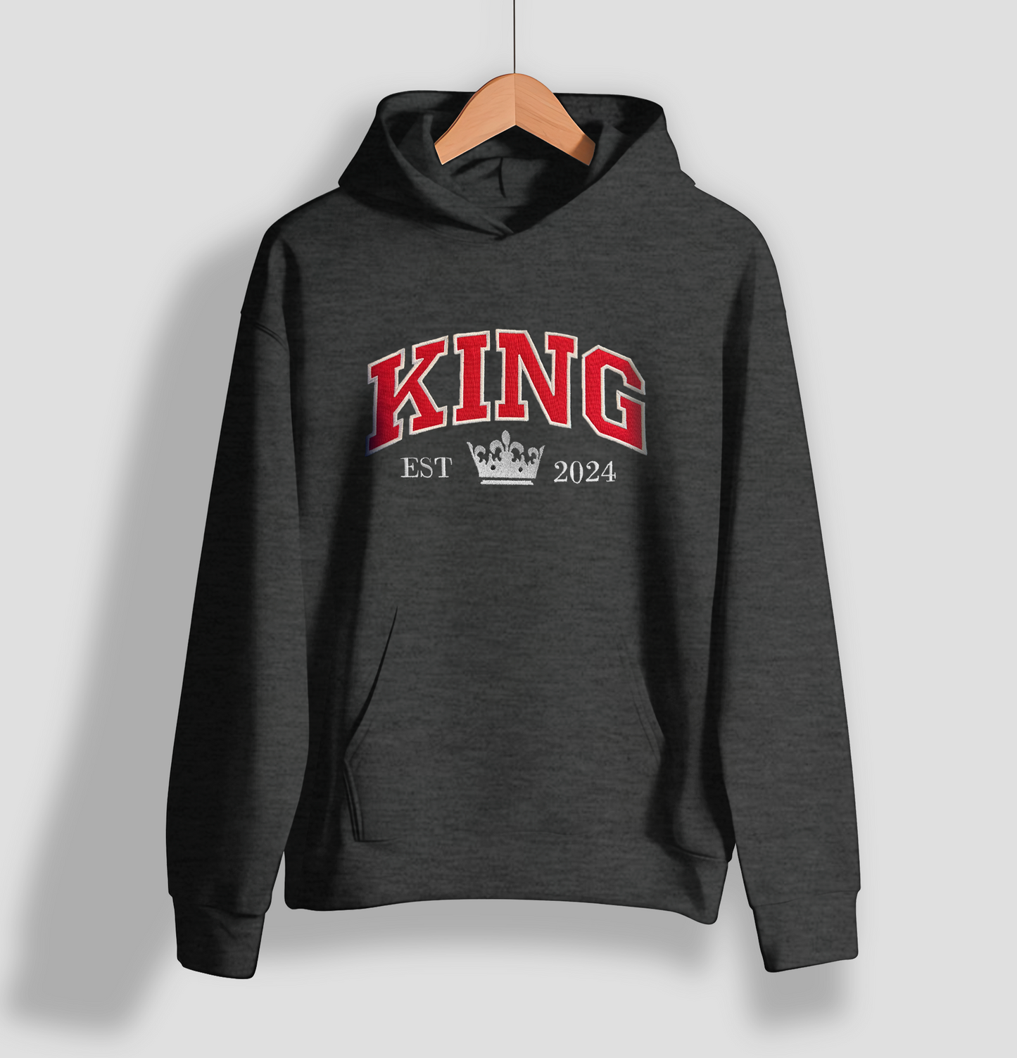 Sudadera hoodie bordado king and queen parejas enamoradas