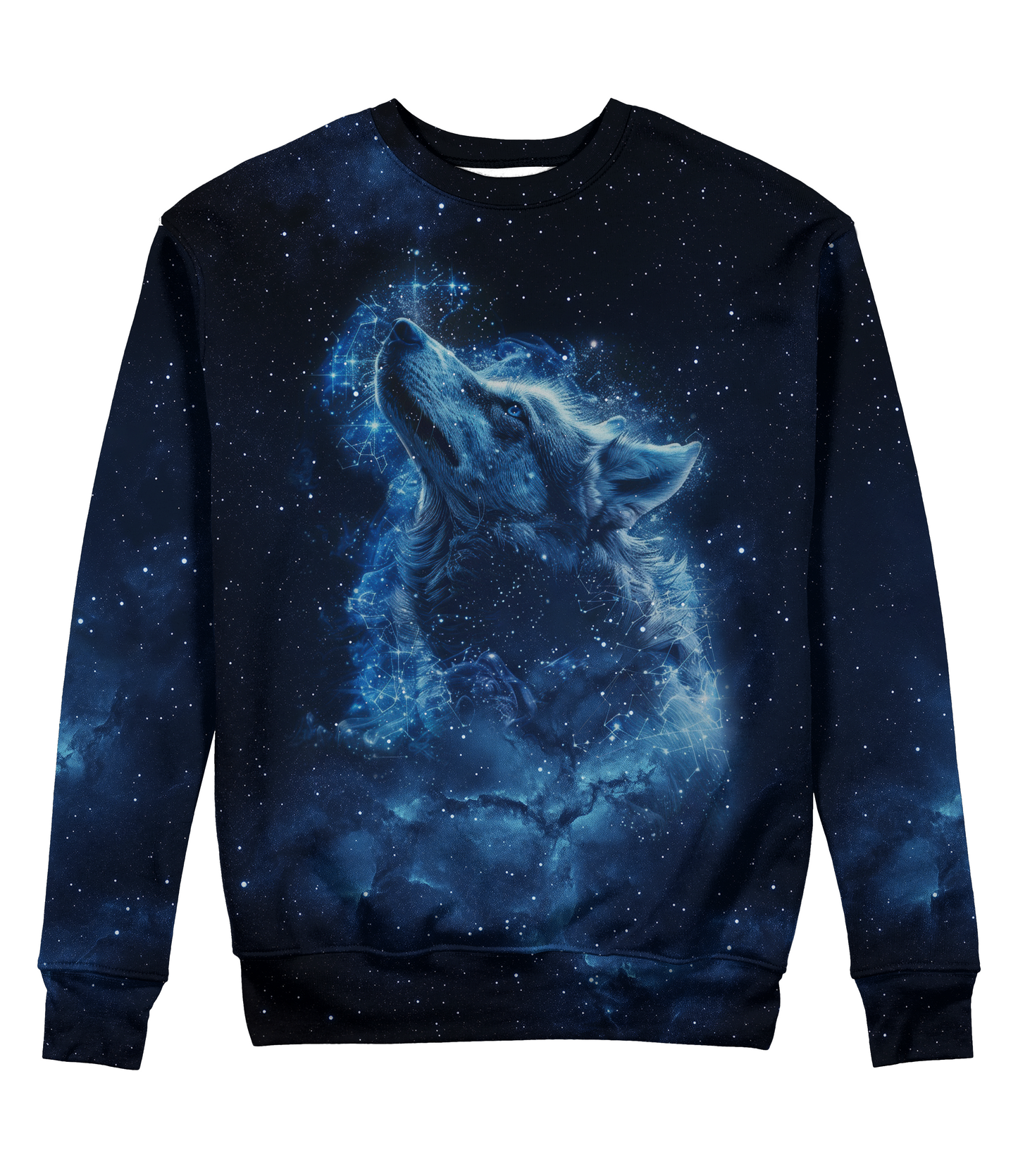 Sudadera Cuello Redondo Lobo Constelción Galaxia