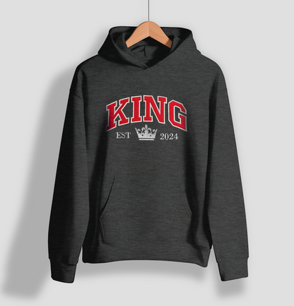 Sudadera hoodie bordado king and queen parejas enamoradas