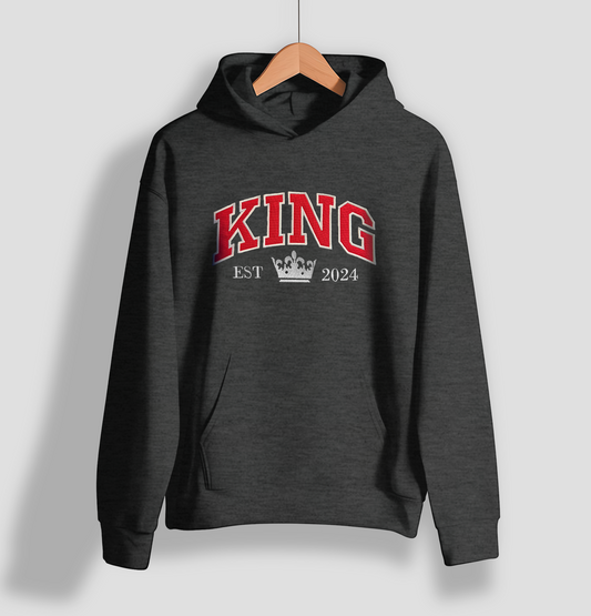 Sudadera hoodie bordado king and queen parejas enamoradas