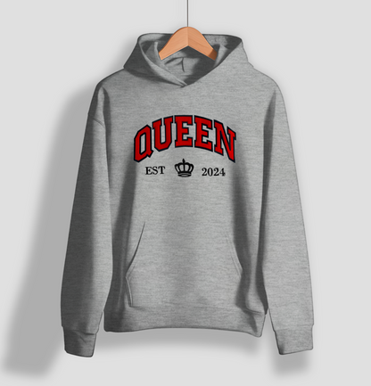 Sudadera hoodie bordado king and queen parejas enamoradas