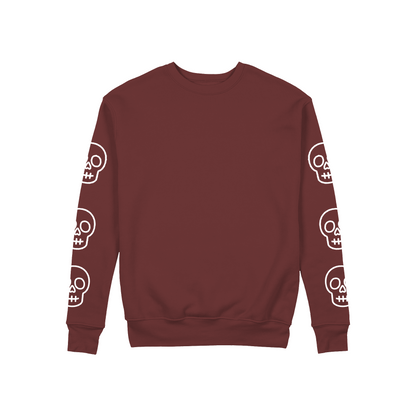 Sudadera cuello redondo calavera bordado en mangas