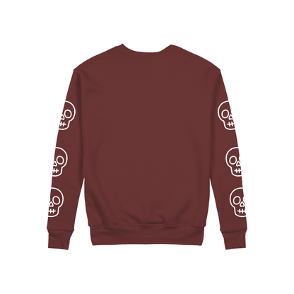 Sudadera cuello redondo calavera bordado en mangas