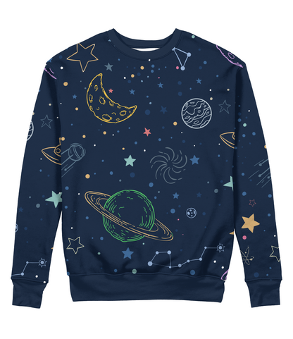 Sudadera Cuello Redondo Galaxia Saturno Estrellas