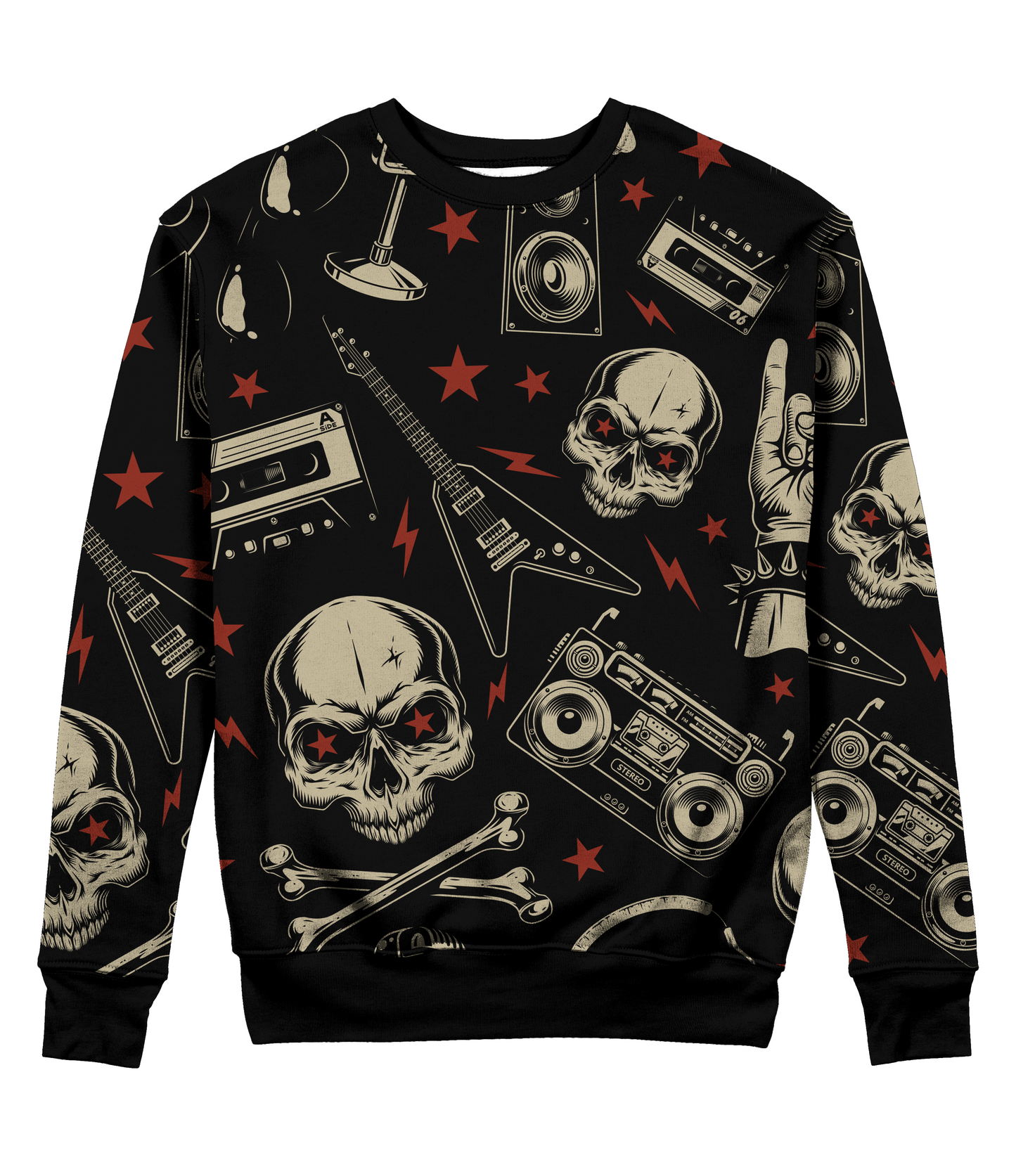 Sudadera Cuello Redondo rock forever guitarra patron