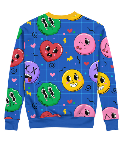 Sudadera Cuello Redondo happy face heart divertido musica