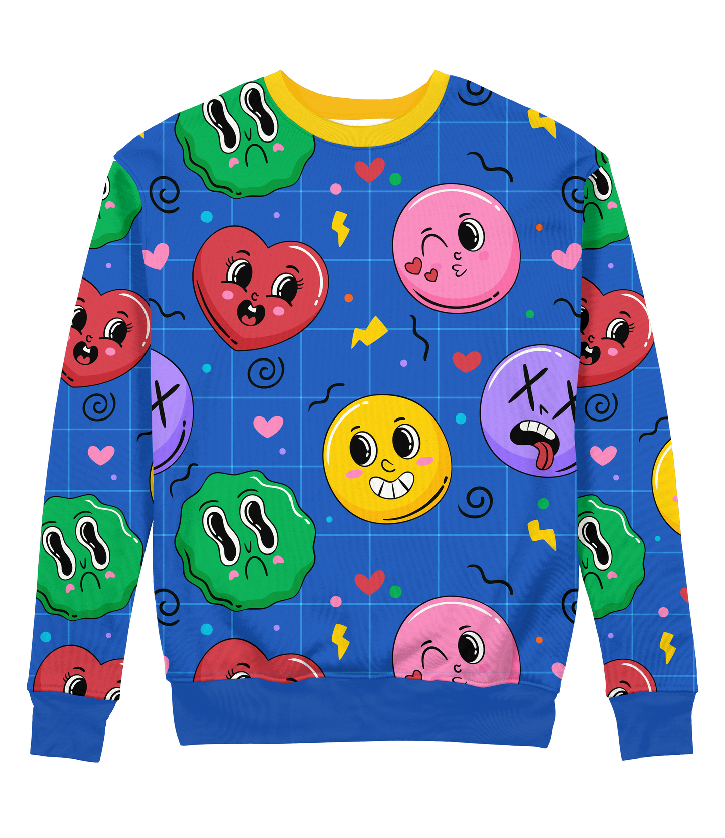 Sudadera Cuello Redondo happy face heart divertido musica